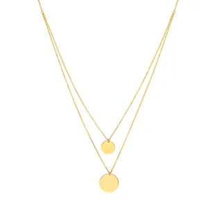 14k Gold Double Strand Disc Necklace