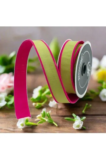 1" Accent Cord Ribbon: Lime/Pink (10 Yards)