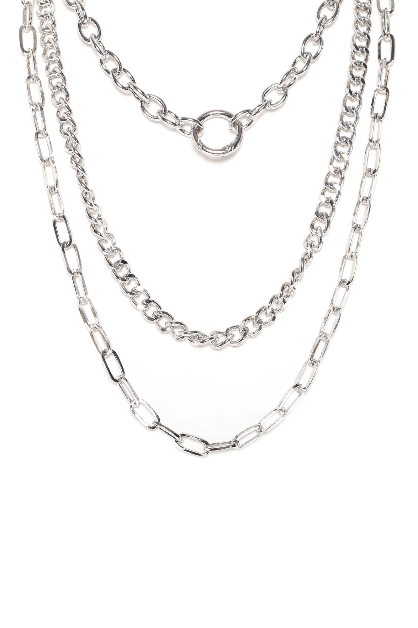 3 Piece Layered Chain Set - Silver