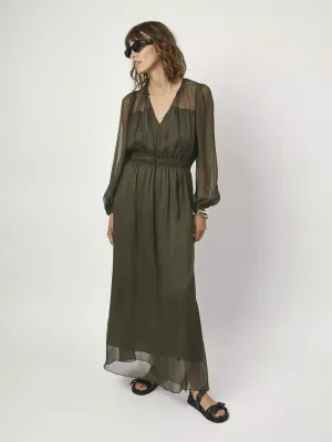 Absolute Pleaed Boho Dress Utility Green