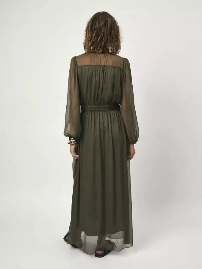 Absolute Pleaed Boho Dress Utility Green