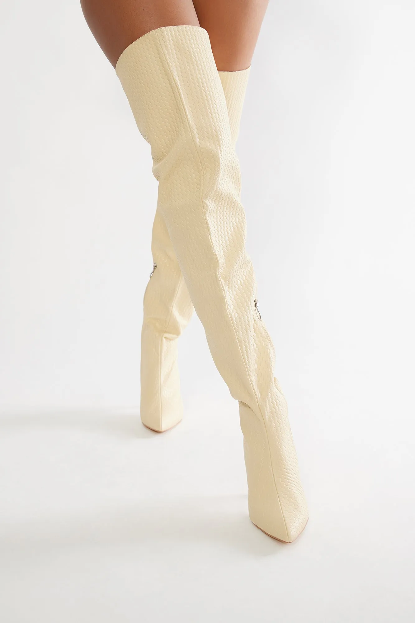 Addison Thigh High Boots - Cream