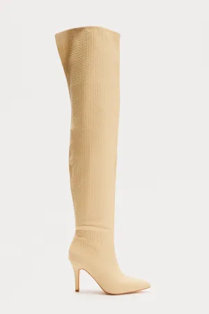 Addison Thigh High Boots - Cream