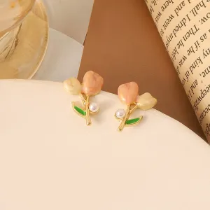 Babakud Pink Tulip Fashion Earrings