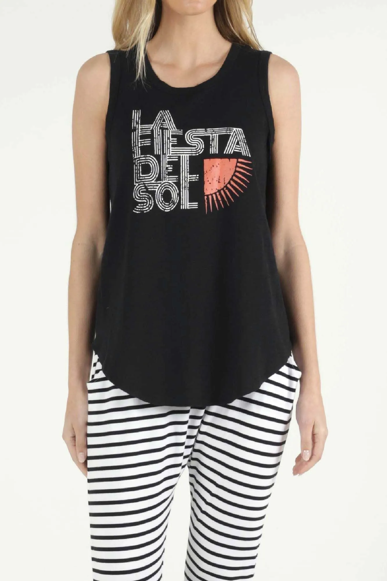 Betty Basics Keira Tank in Black with Fiesta Print