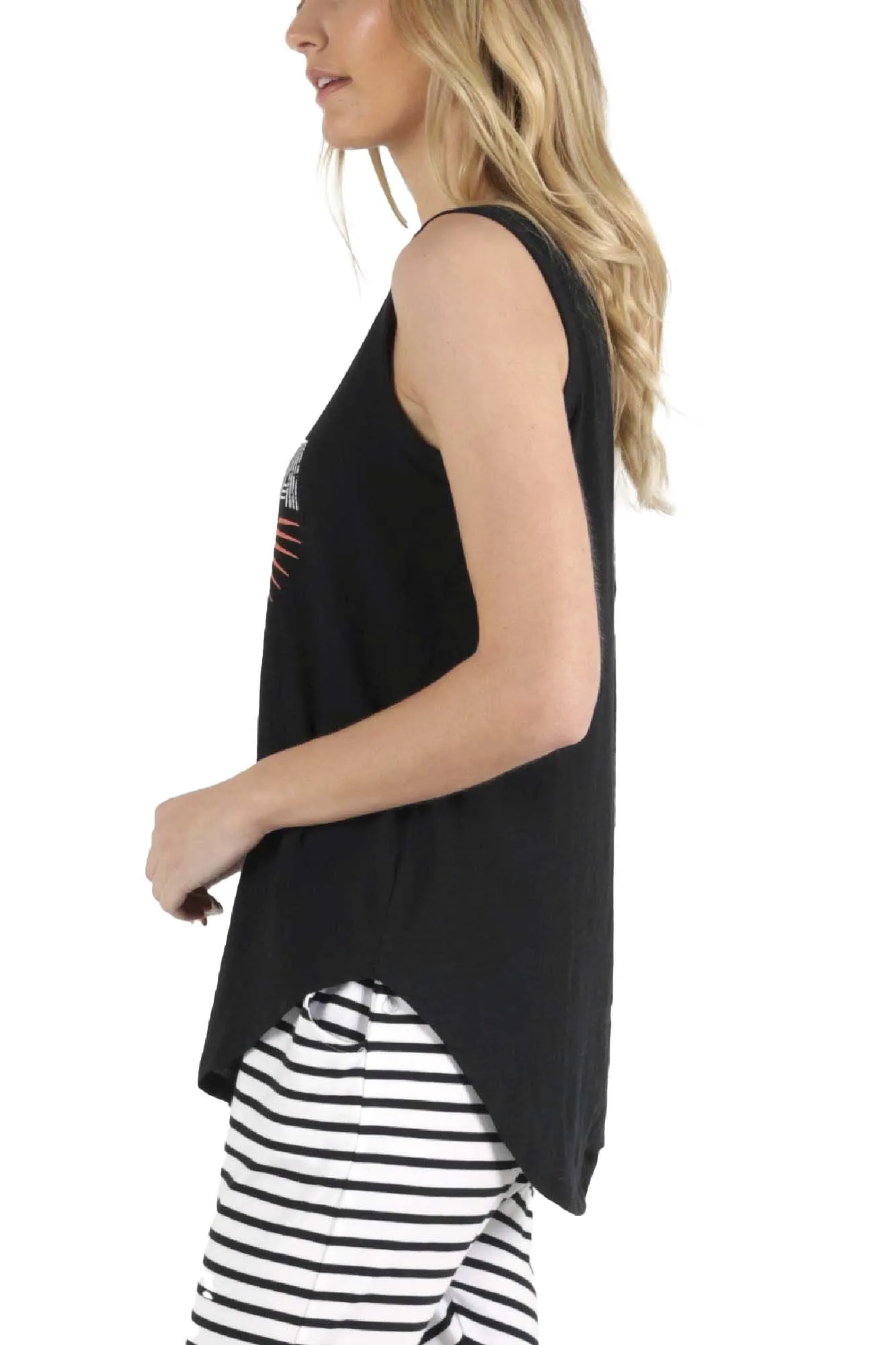 Betty Basics Keira Tank in Black with Fiesta Print