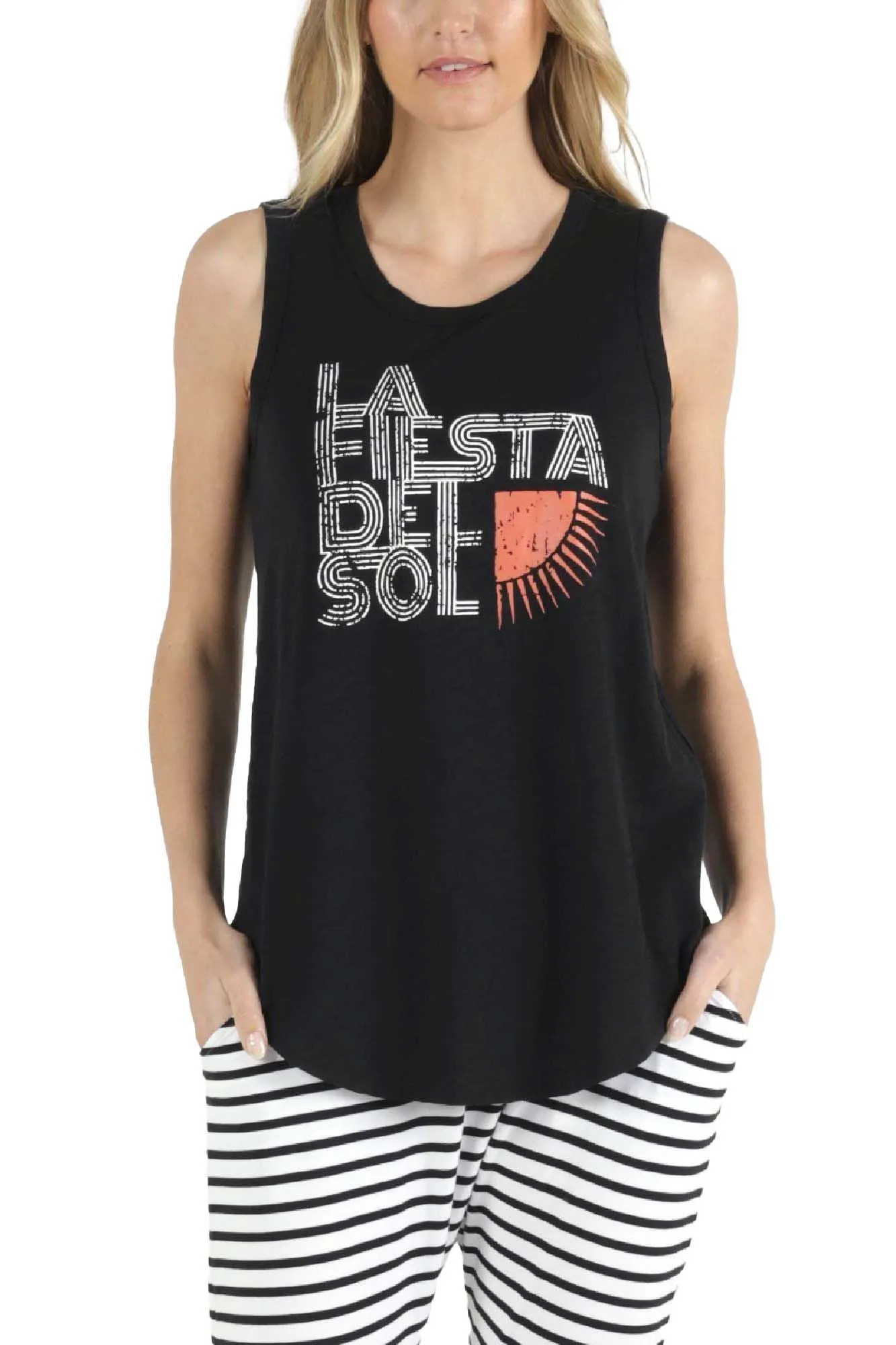 Betty Basics Keira Tank in Black with Fiesta Print