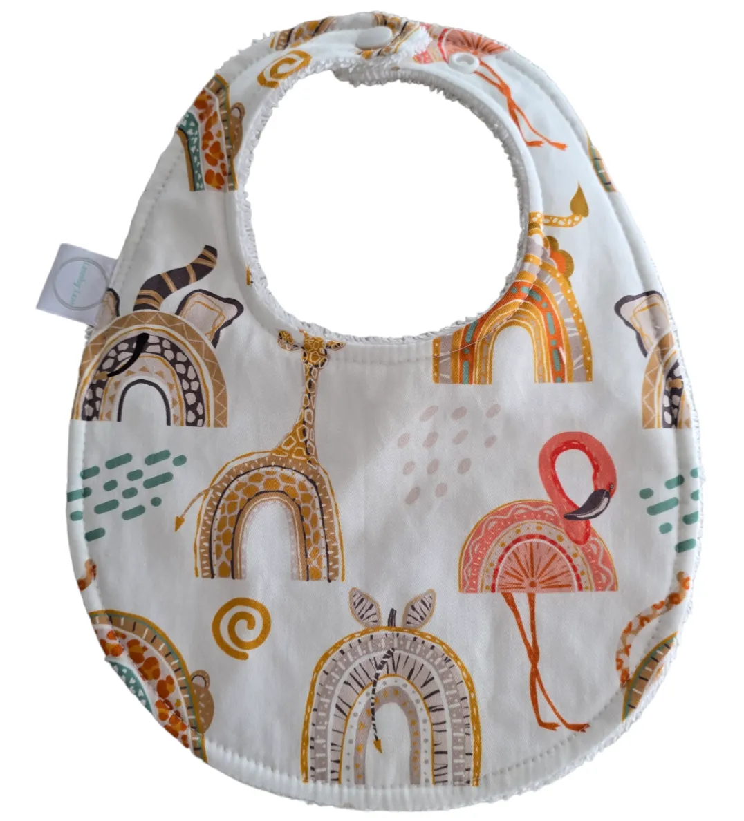 Boho Animal Rainbows Oval Bib