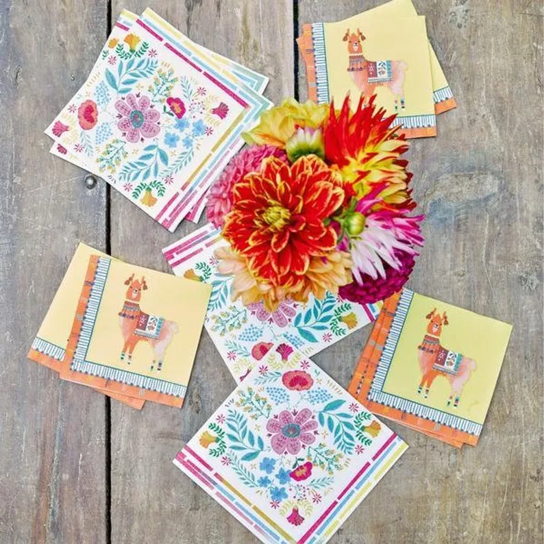 Boho Llama Party Dessert Napkins