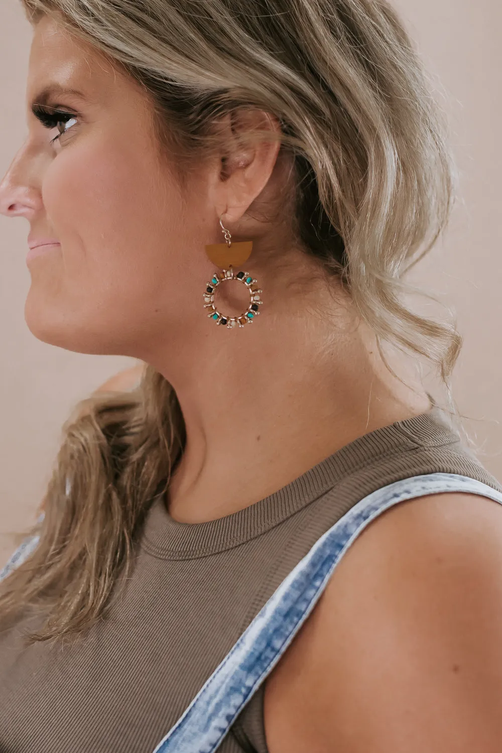 Boho Queen Dangle Earring, Teal Multi