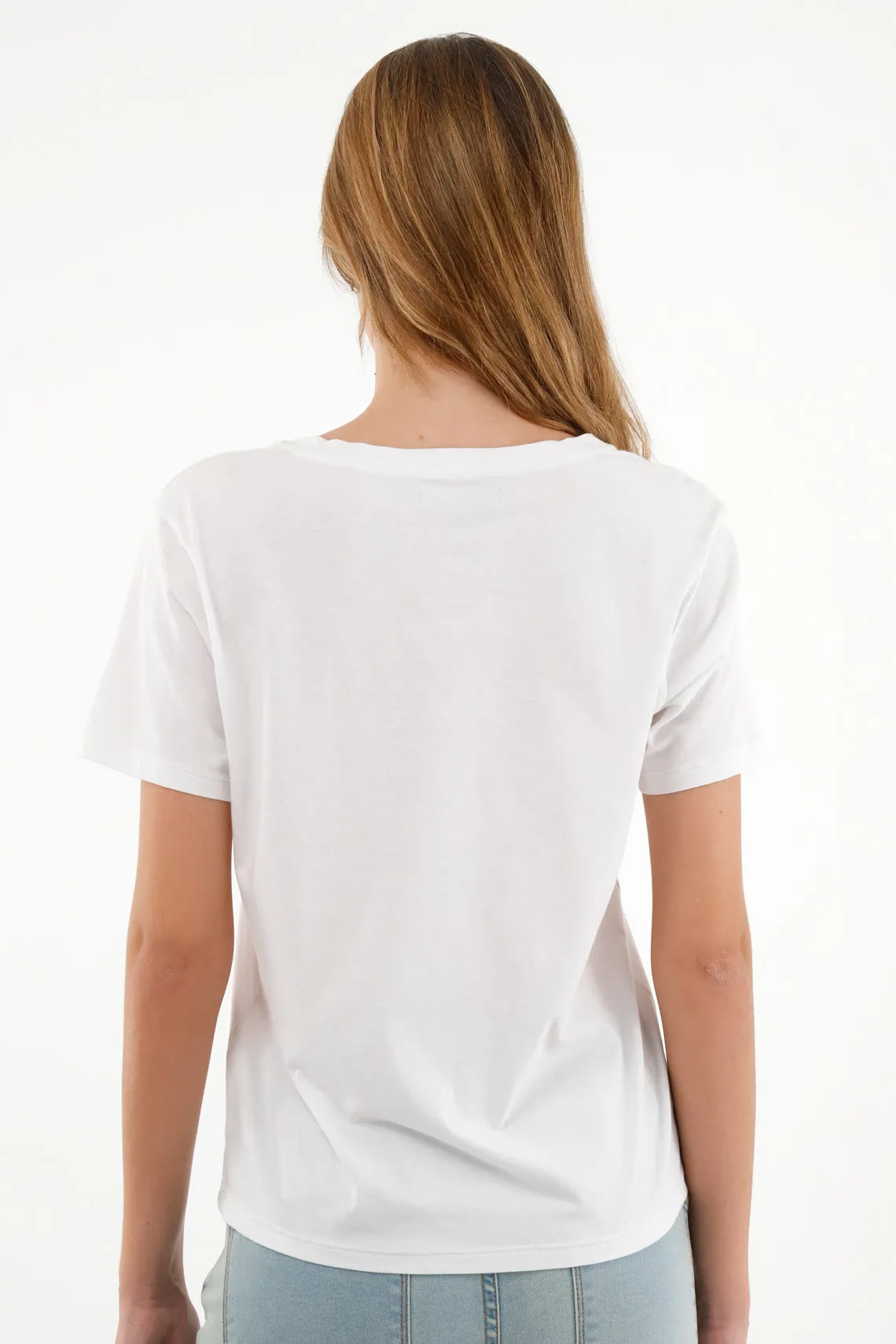 Camiseta blanca cuello redondo para mujer