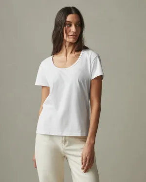 Classic Cotton Scoop Tee - White