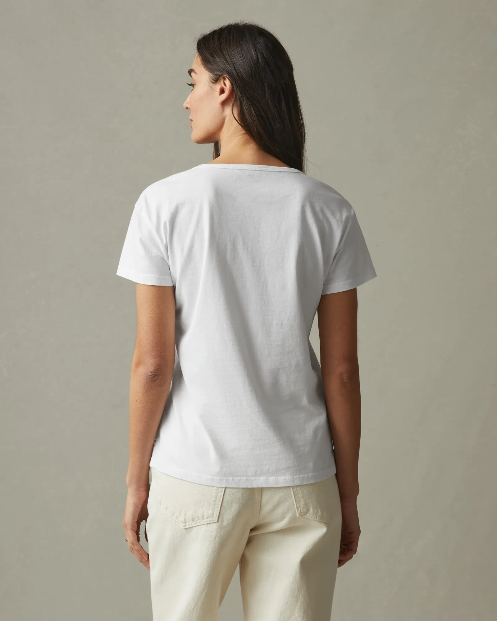 Classic Cotton Scoop Tee - White