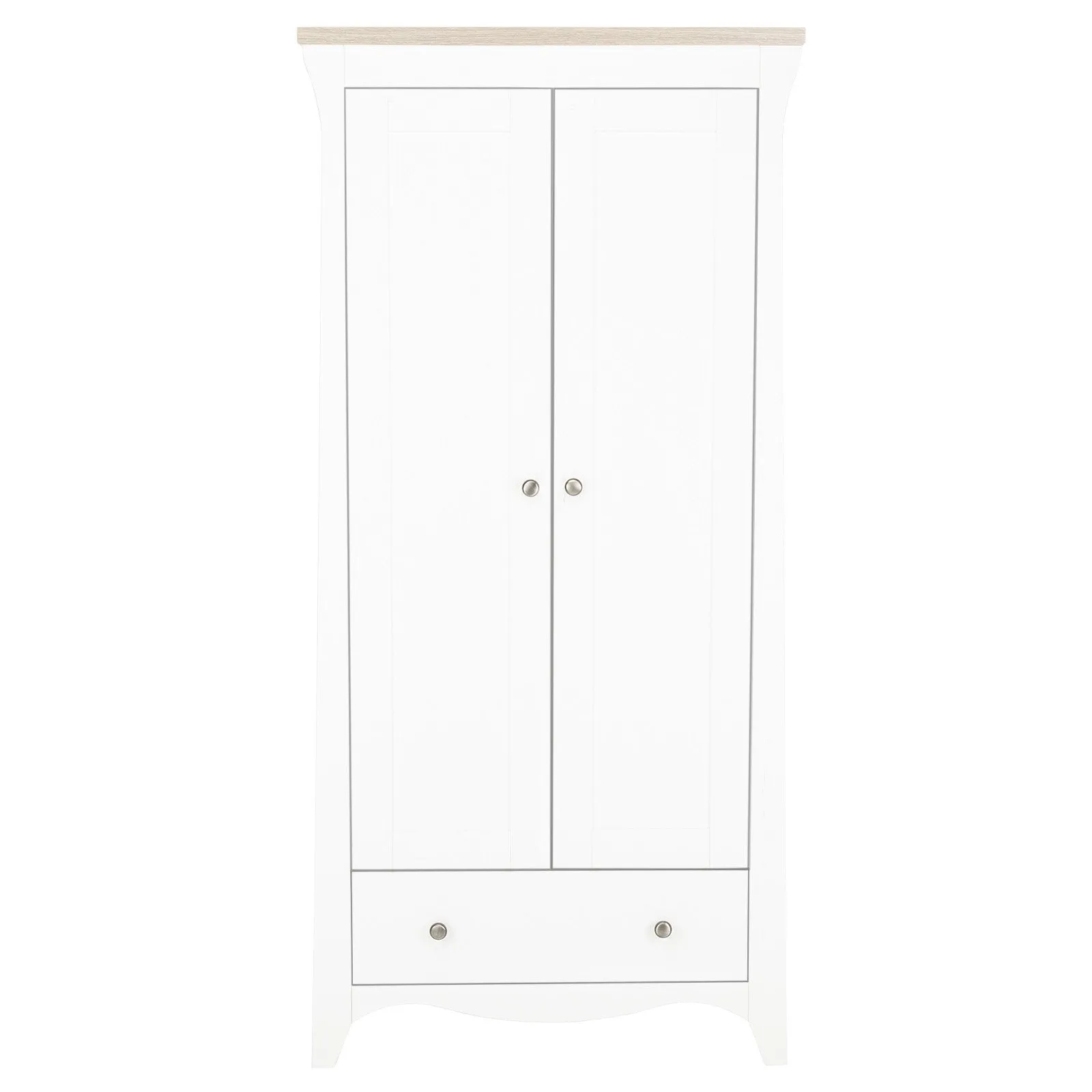 CuddleCo Clara 2 Door Double Wardrobe - White & Ash