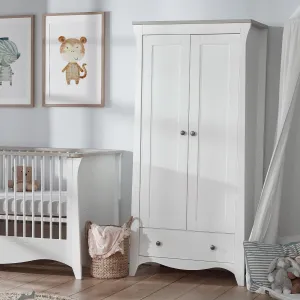 CuddleCo Clara 2 Door Double Wardrobe - White & Ash