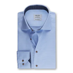 Fitted Body Long Sleeve blue textured Shirt  w Trim 684751 1982 110