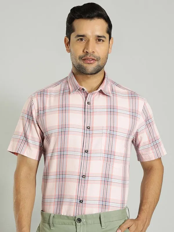 Mens Checked Half Sleeve Cotton Shirt