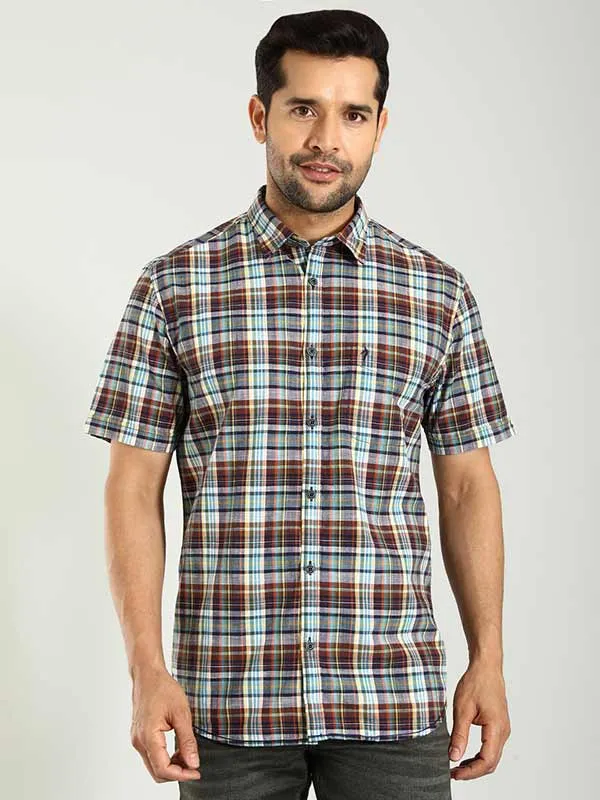 Men Checked Half Sleeve Cotton Shirt