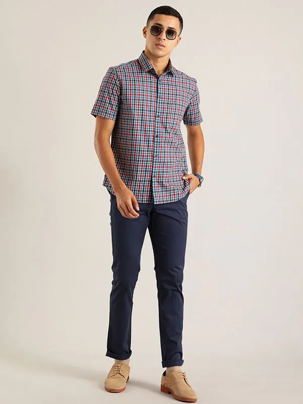 Men Checked Half Sleeve Cotton Shirt