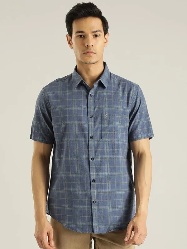 Men Checked Half Sleeve Cotton Shirt