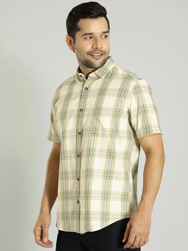 Mens Checked Half Sleeve Cotton Shirt