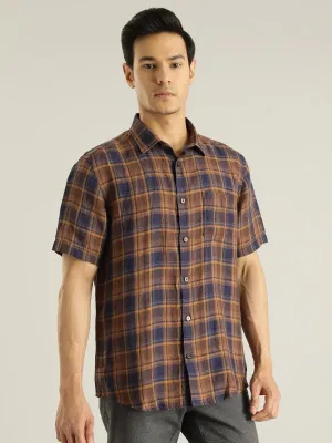 Men Checked Half Sleeve Cotton Shirt