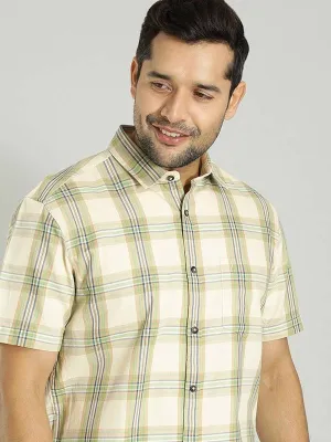 Mens Checked Half Sleeve Cotton Shirt