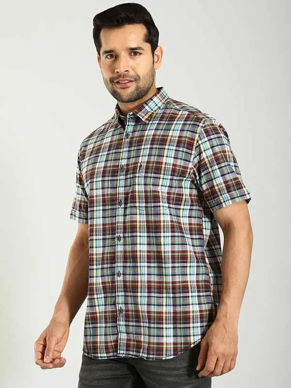 Men Checked Half Sleeve Cotton Shirt