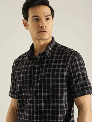 Men Checked Half Sleeve Cotton Shirt