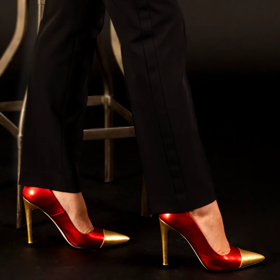 New York Pumps Red & Gold