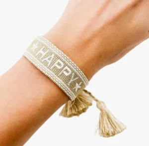 "Happy" Boho Bracelet (Taupe)