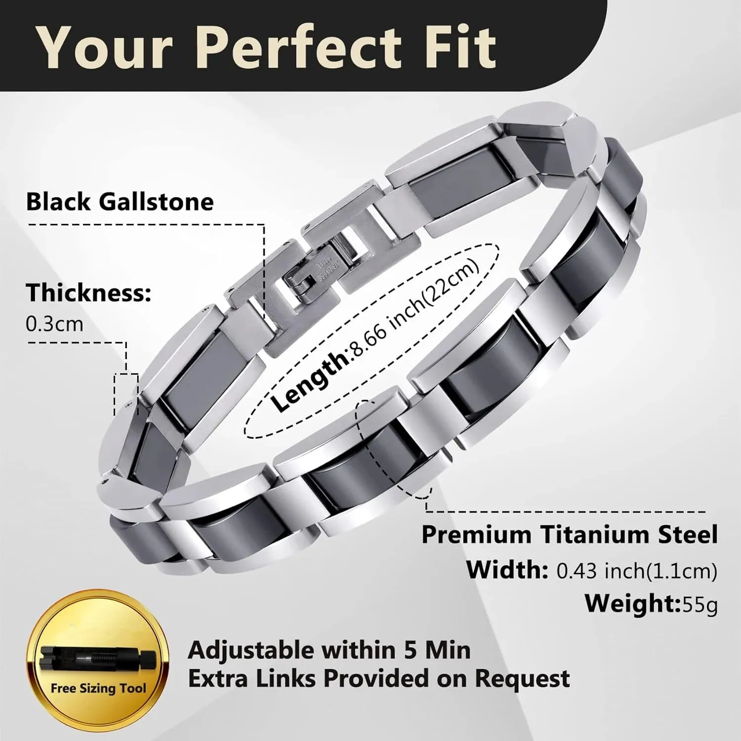 Titanium Steel Hematite Magnetic therapy Bracelets for men and women