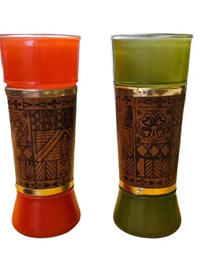 VINTAGE 1960s SIESTA WARE TIKI WOOD WRAPPED GLASSES TOM COLLINS SUMMER ICED TEA GLASSES ZOMBIE GLASSES