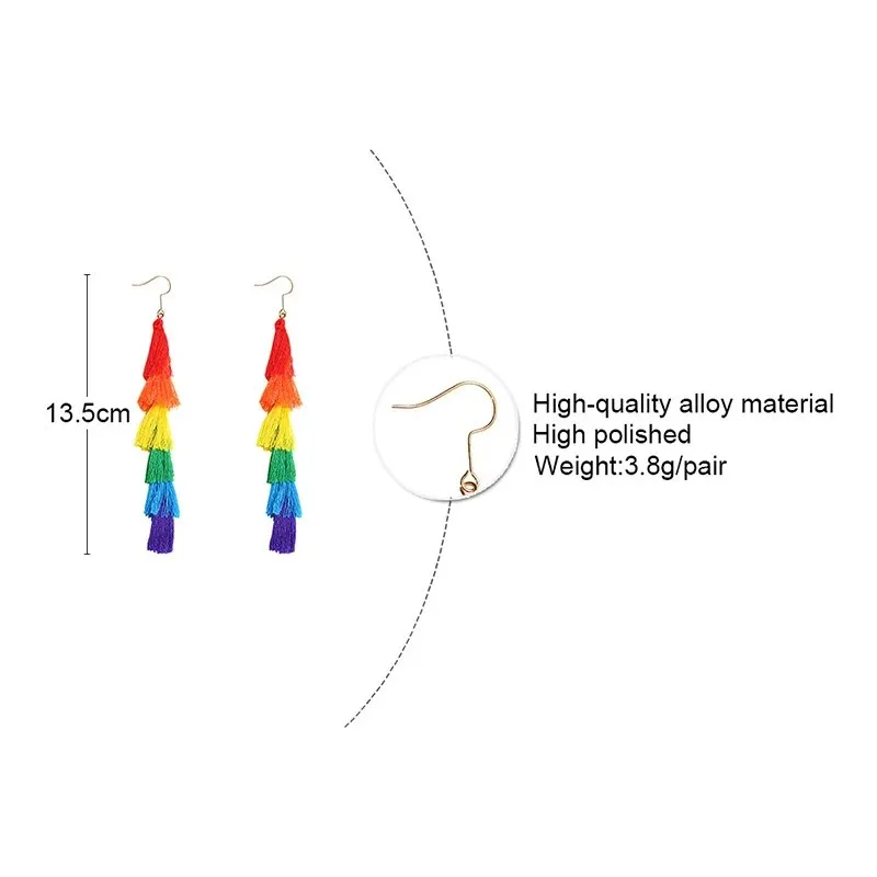 Women's Earrings Aretes para mujeres Chic Rainbow Color Long Tassel Earrings for Women Party Celebration Wear Gifts Jewelry